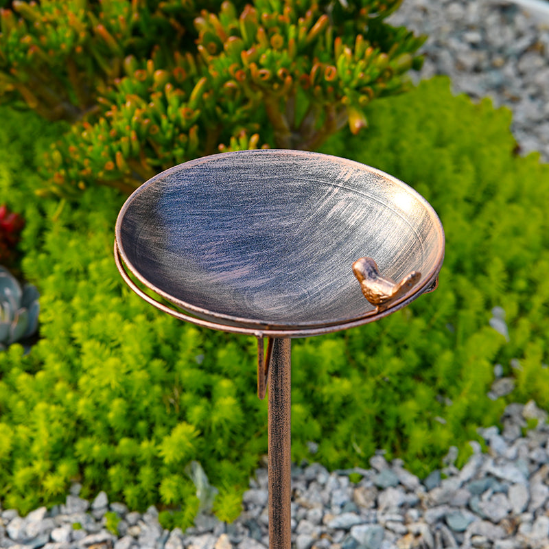 Freestanding Birdbaths Bowl Outdoor, Free Standing Garden Bird Bath Bird Feeder Bowl with Metal Stake, Detachable Decoration Spa Birdfeeder for Garden Patio Yard Lawn