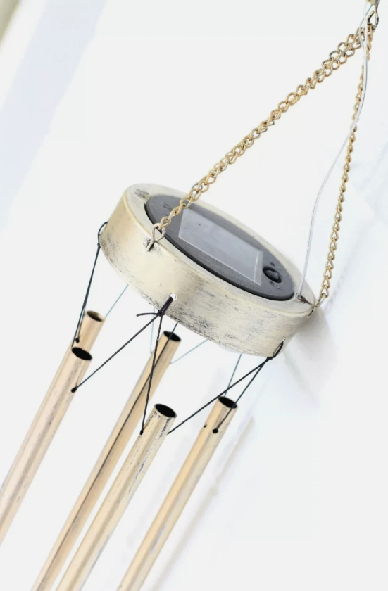 Solar Wind Chimes | Outdoor Sun Windchimes with Crackle Glass Ball Warm LED Light, Metal for Yard Patio Lawn Garden Hanging Decor | Gardening Gift for Women Mom
