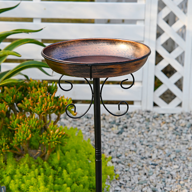 Freestanding Birdbaths Bowl Outdoor, Free Standing Garden Bird Bath Bird Feeder Bowl with Metal Stake, Detachable Decoration Spa Birdfeeder for Garden Patio Yard Lawn