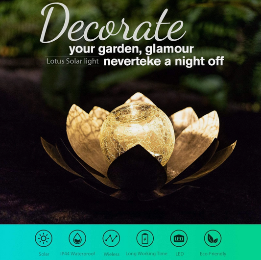 Solar Decorative Cracked Ball Lotus Light 600mAh Crack Glass Ball Flower Lamp Auto On Crackling Globe Lotus Lamp for Garden Lawn