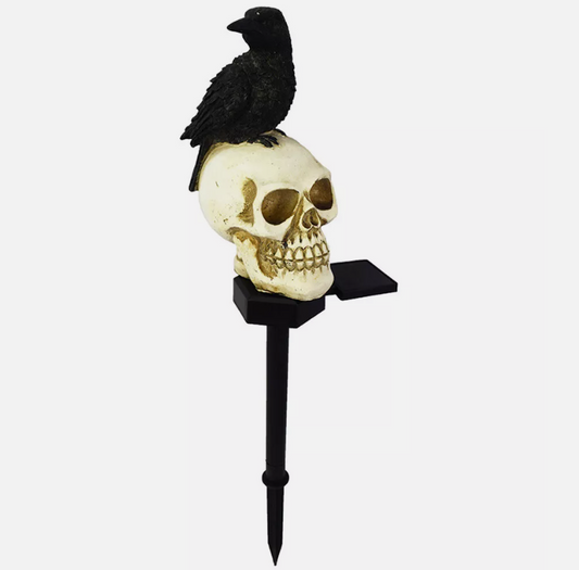 Halloween Garden Solar Light Waterproof Raven Skeleton Head Decoration