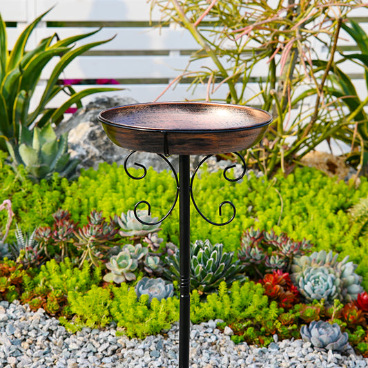 Freestanding Birdbaths Bowl Outdoor, Free Standing Garden Bird Bath Bird Feeder Bowl with Metal Stake, Detachable Decoration Spa Birdfeeder for Garden Patio Yard Lawn